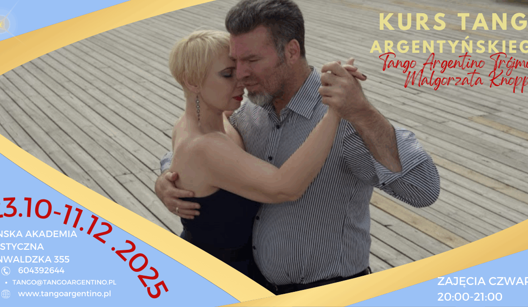 23 października – 11 grudnia 2025 – Nowy kurs tanga argentyńskiego dla początkujących pary. Zajęcia co czwartek 20:00-21:00